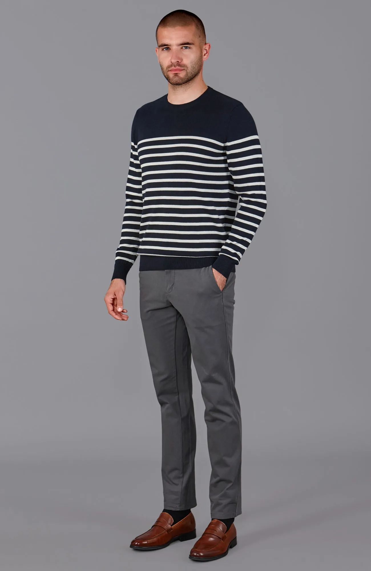 Mens Lightweight Cotton Striped Breton Sweater