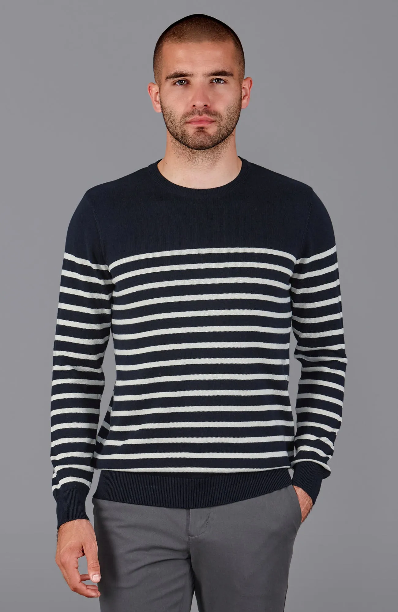 Mens Lightweight Cotton Striped Breton Sweater