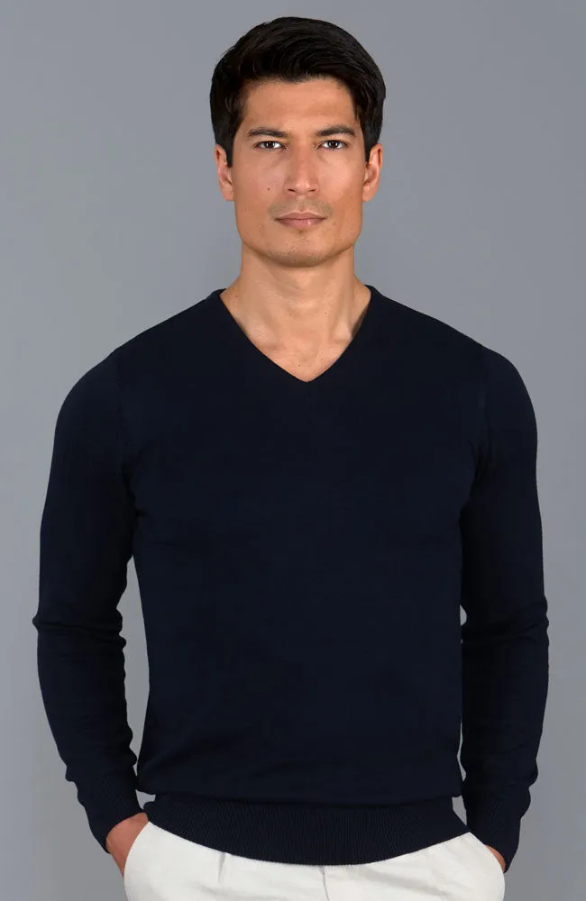 Mens Lighweight Cotton V-Neck Jumper