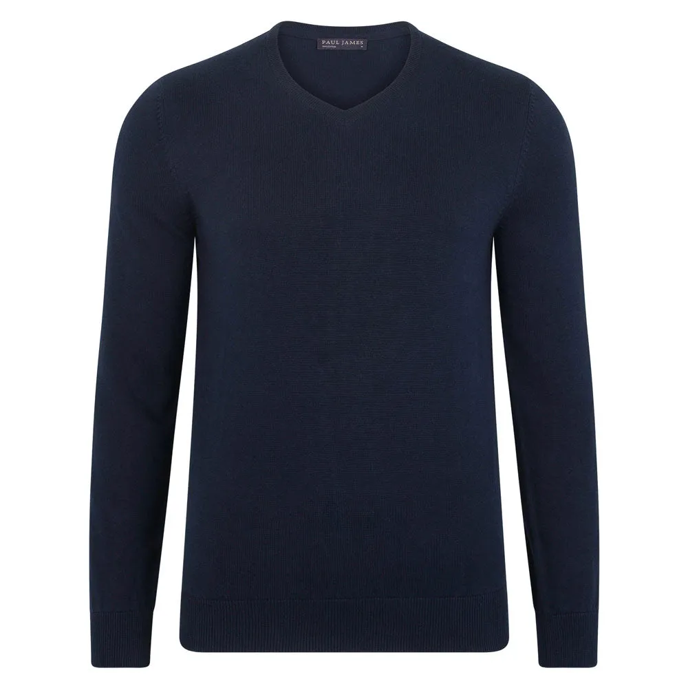 Mens Lighweight Cotton V-Neck Jumper