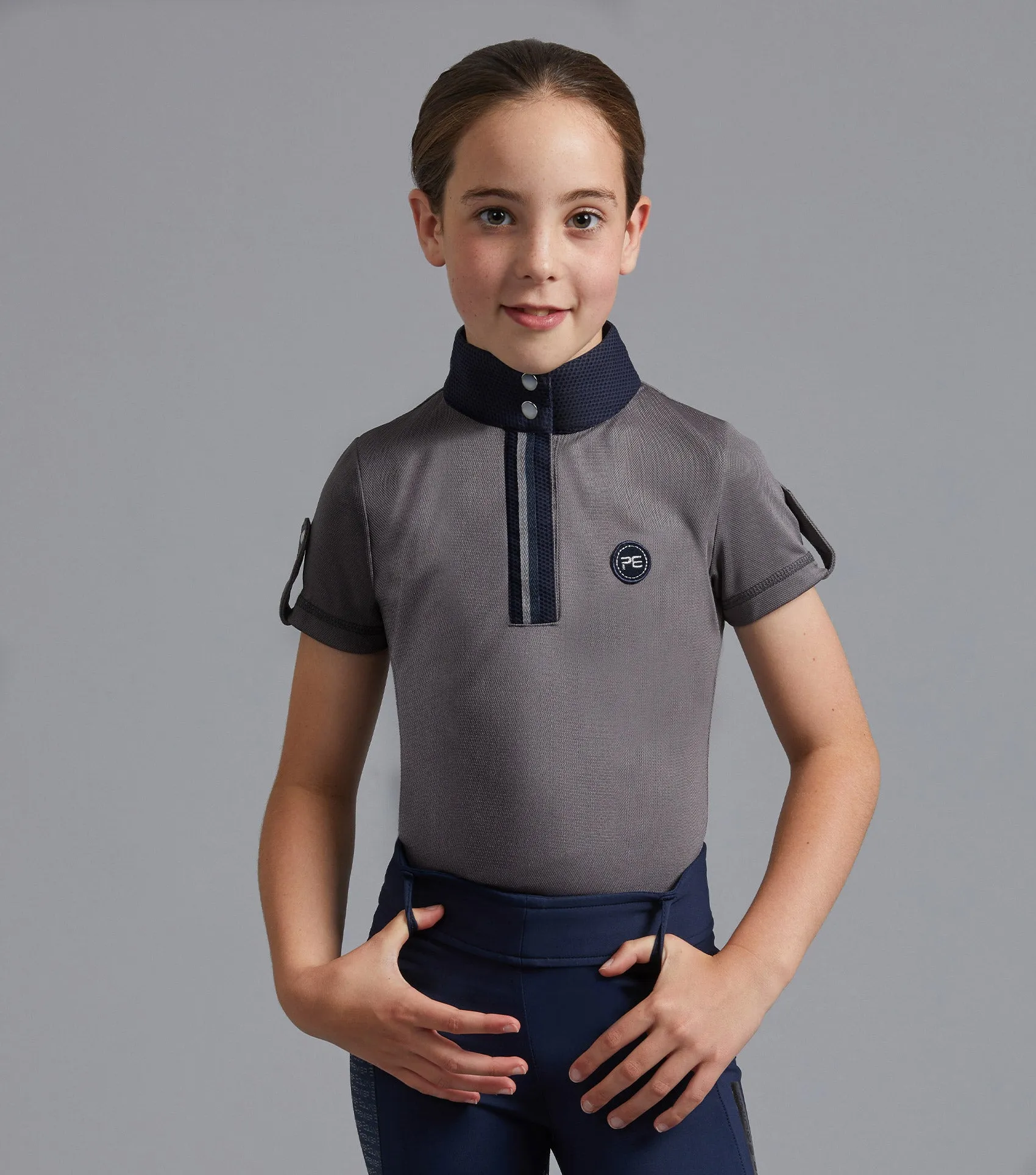 Mini Amia Girl's Technical Short Sleeve Riding Top Grey