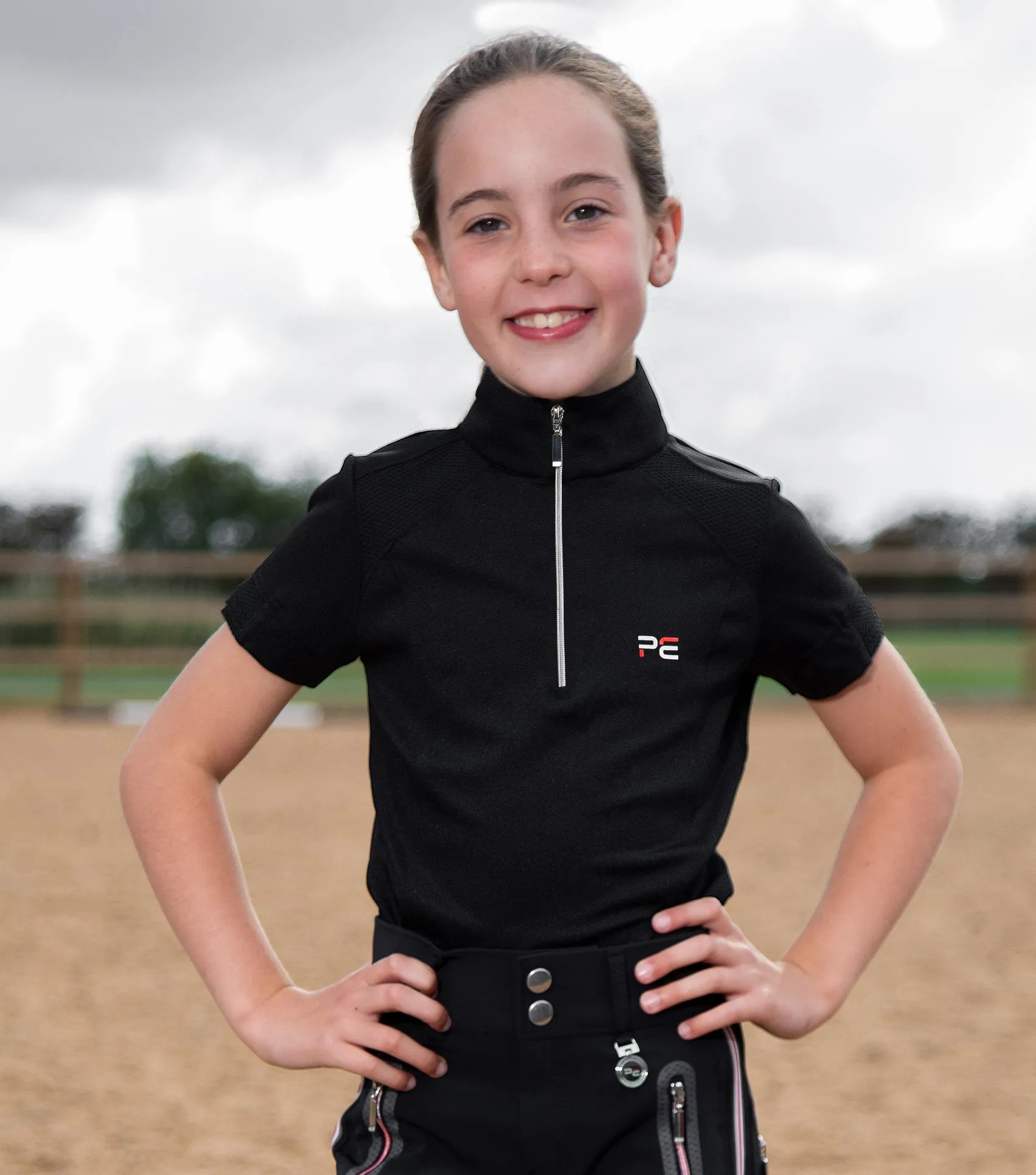 Mini Remisa Girl's Technical Short Sleeve Riding Top Black