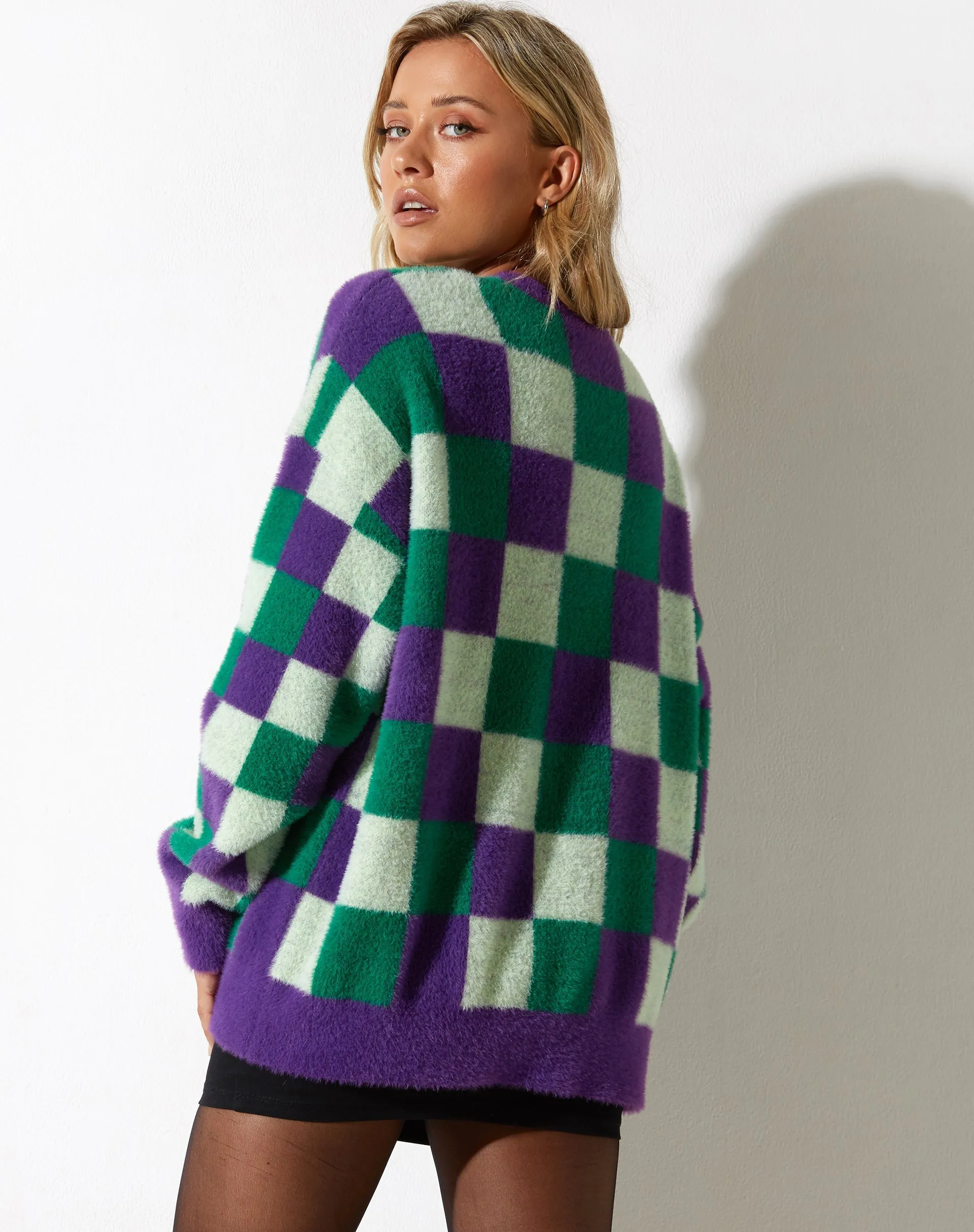 Namari Jumper in Check Green Purple