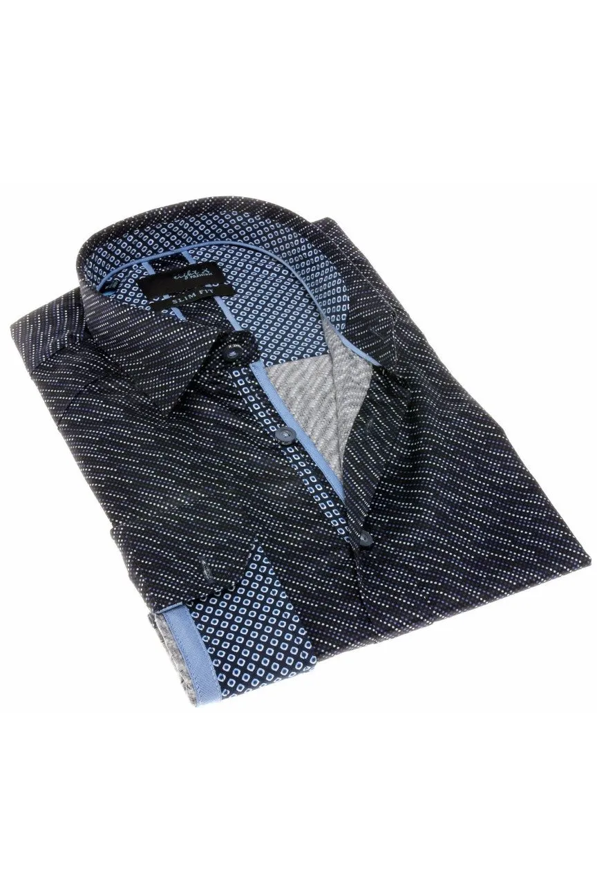 Navy Digital Pattern Button Down Shirt