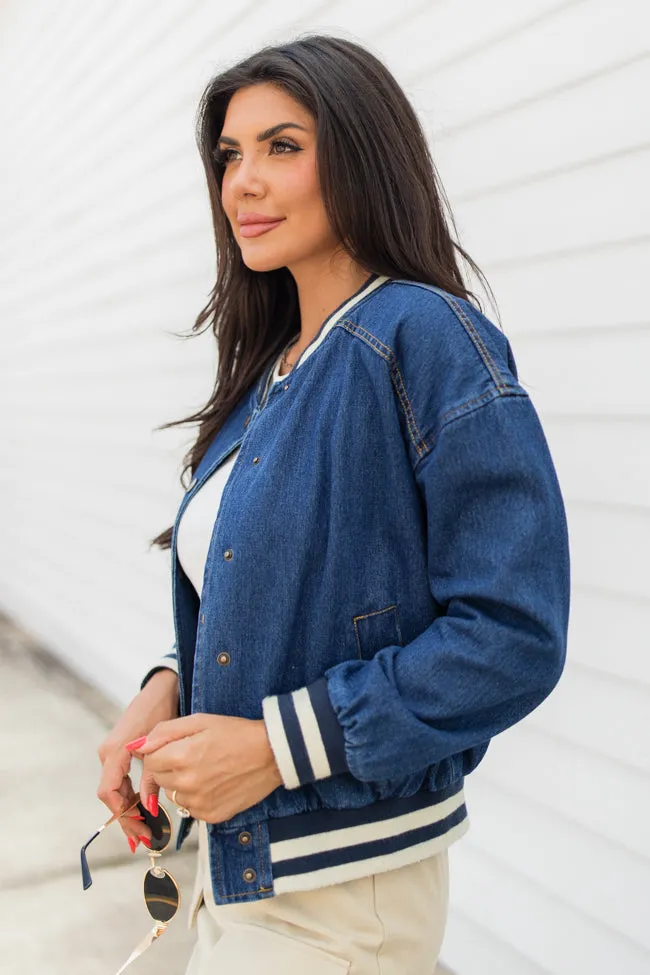 Never Left Me Denim Bomber Jacket SALE