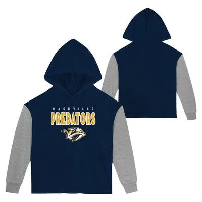 New - NHL Nashville Predators Girls' Long Sleeve Poly Fleece Hooded Sweatshirt - M