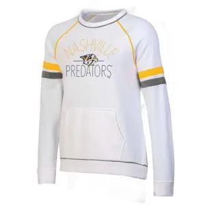 New - NHL Nashville Predators Women's White Fleece Crew Sweatshirt - M