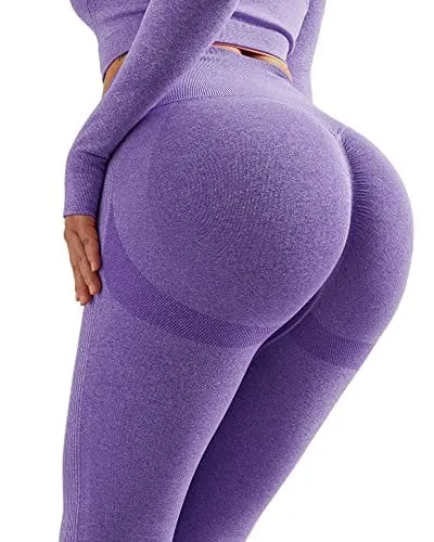 NORMOV Butt Lifting Workout Leggings for Women, Seamless High Waist Gym Yoga Pants Purple