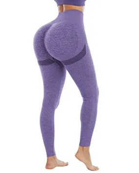 NORMOV Butt Lifting Workout Leggings for Women, Seamless High Waist Gym Yoga Pants Purple