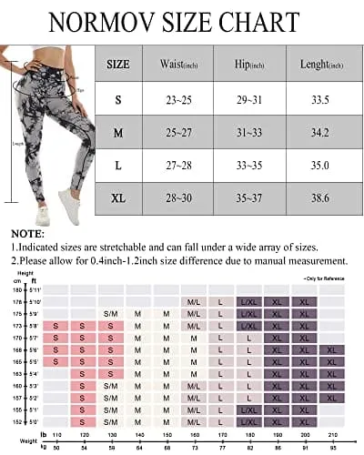 NORMOV Butt Lifting Workout Leggings for Women,Seamless High Waist Gym Yoga Pants Tie Dye Black