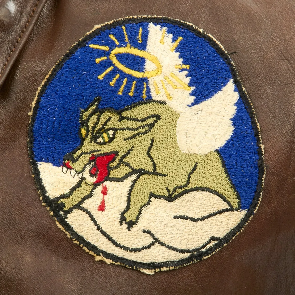 Original U.S. WWII P-51 Mustang Pilot 351st Fighter Squadron Hand Painted A-2 Flight Jacket