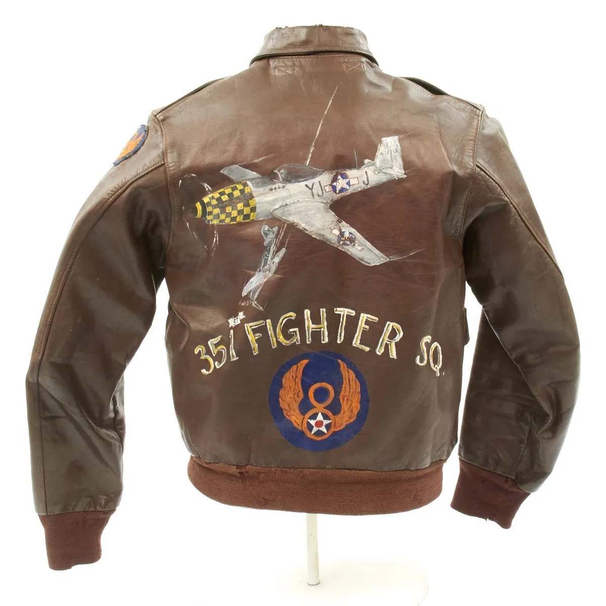 Original U.S. WWII P-51 Mustang Pilot 351st Fighter Squadron Hand Painted A-2 Flight Jacket