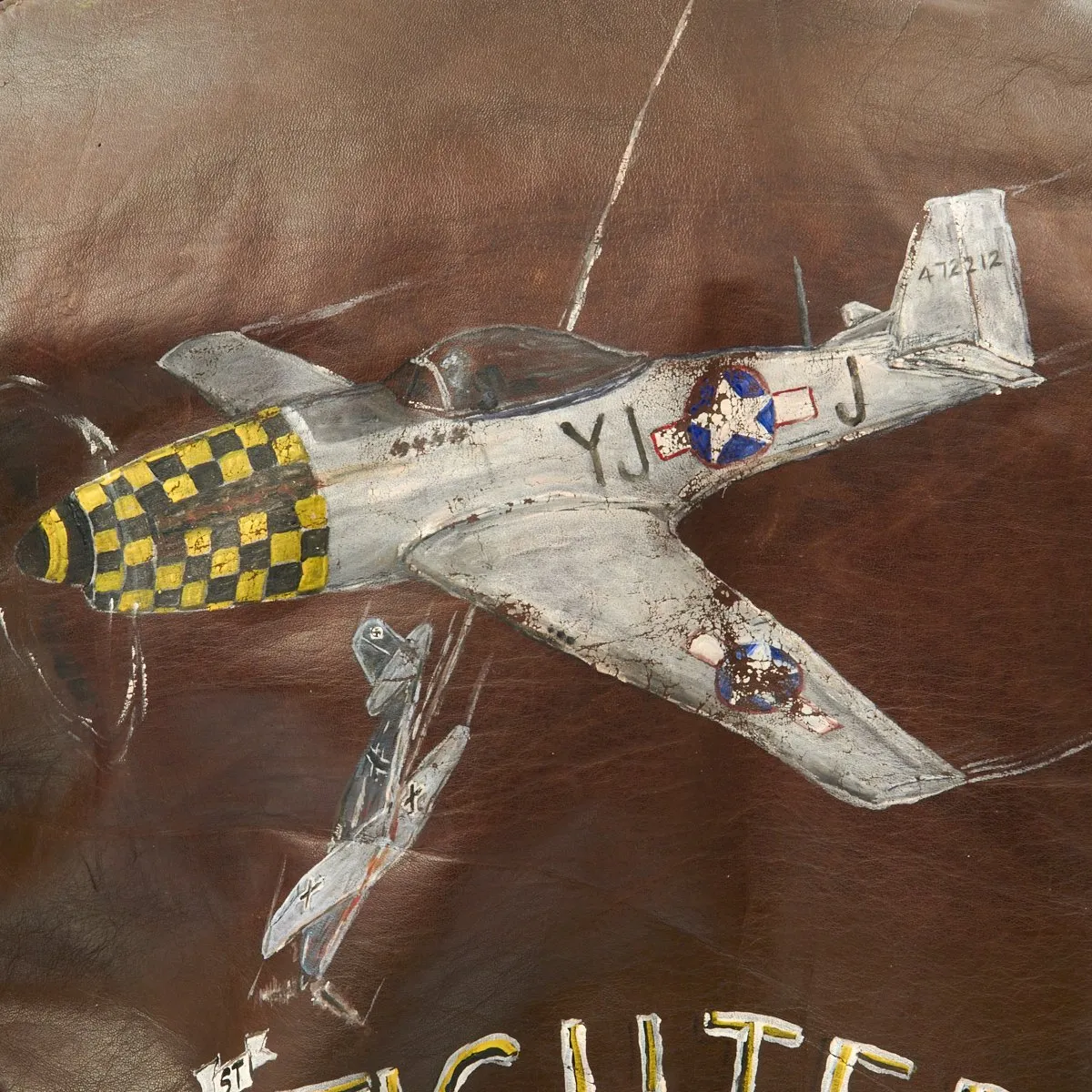 Original U.S. WWII P-51 Mustang Pilot 351st Fighter Squadron Hand Painted A-2 Flight Jacket