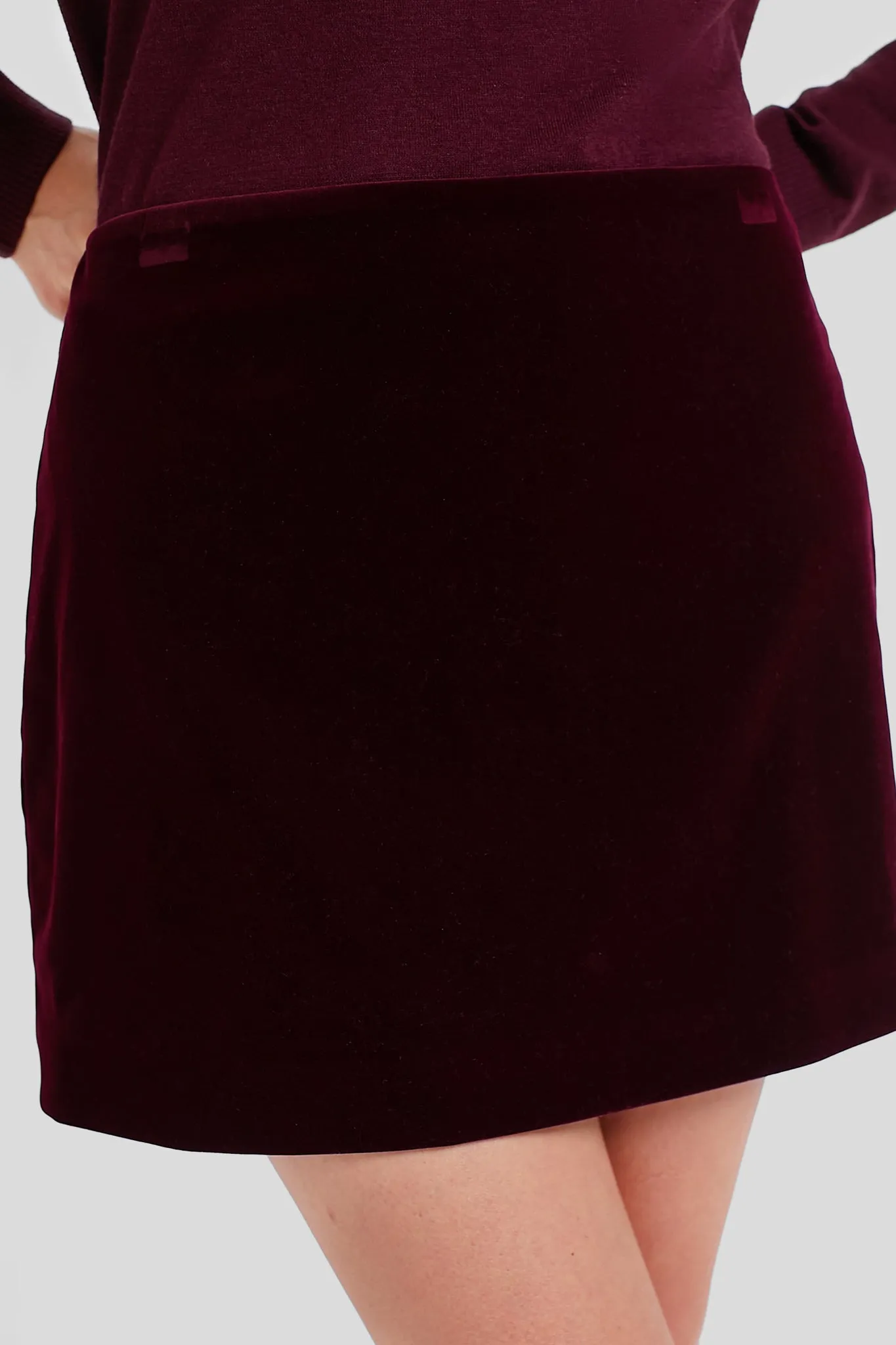 Oxblood Velvet Opal Mini Skirt