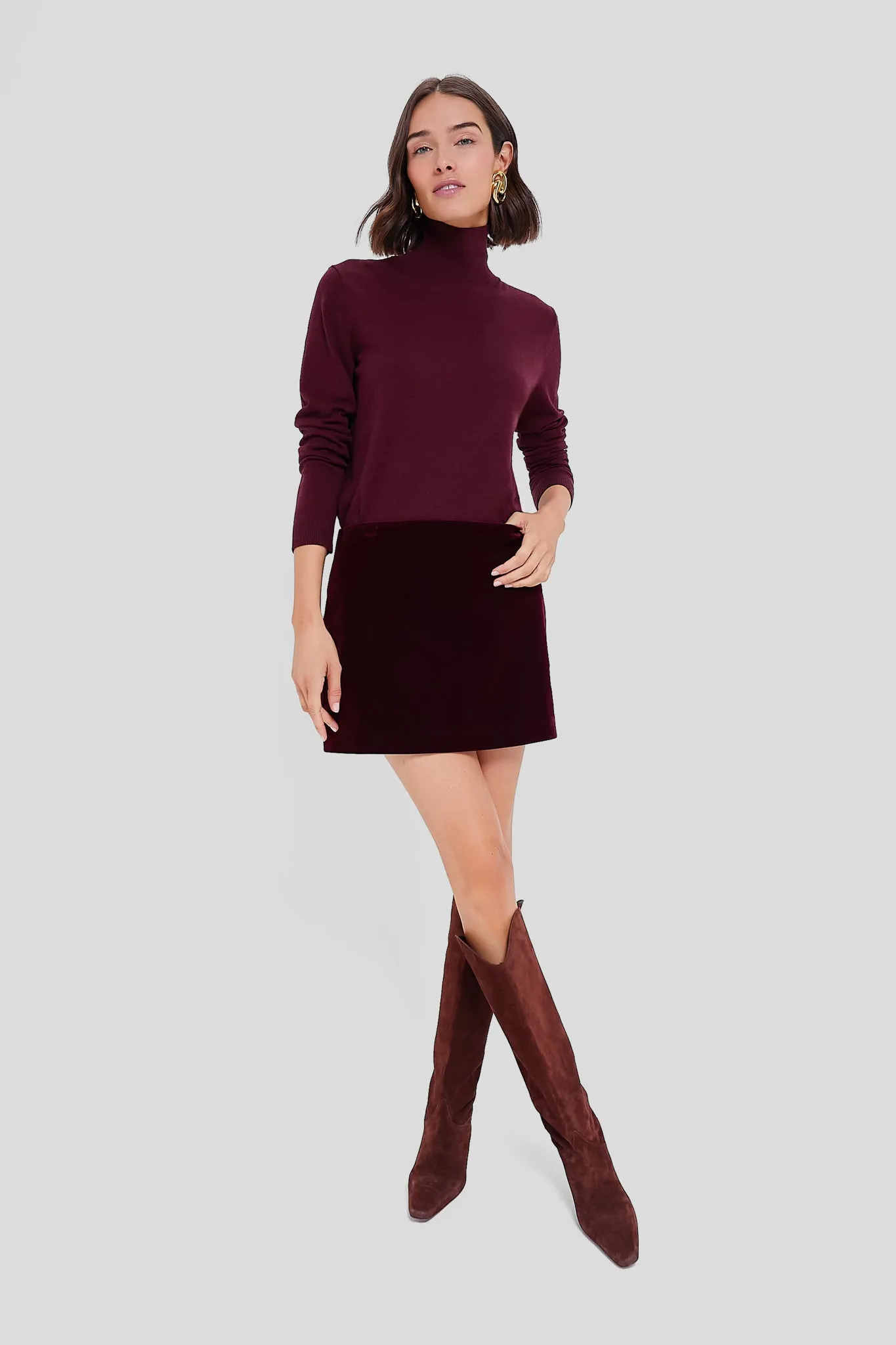 Oxblood Velvet Opal Mini Skirt