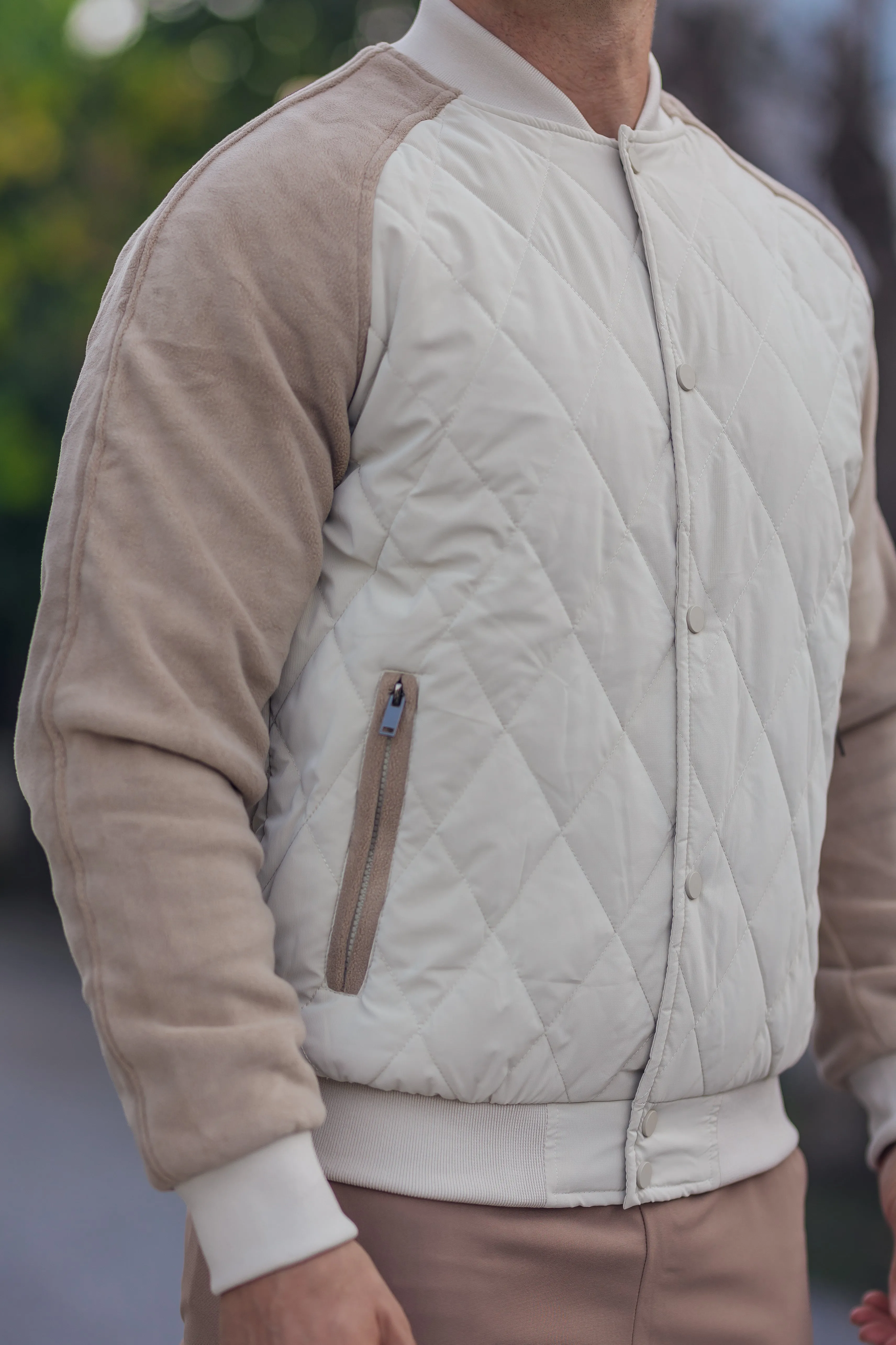 Panelled Hybrid Bomber Jacket