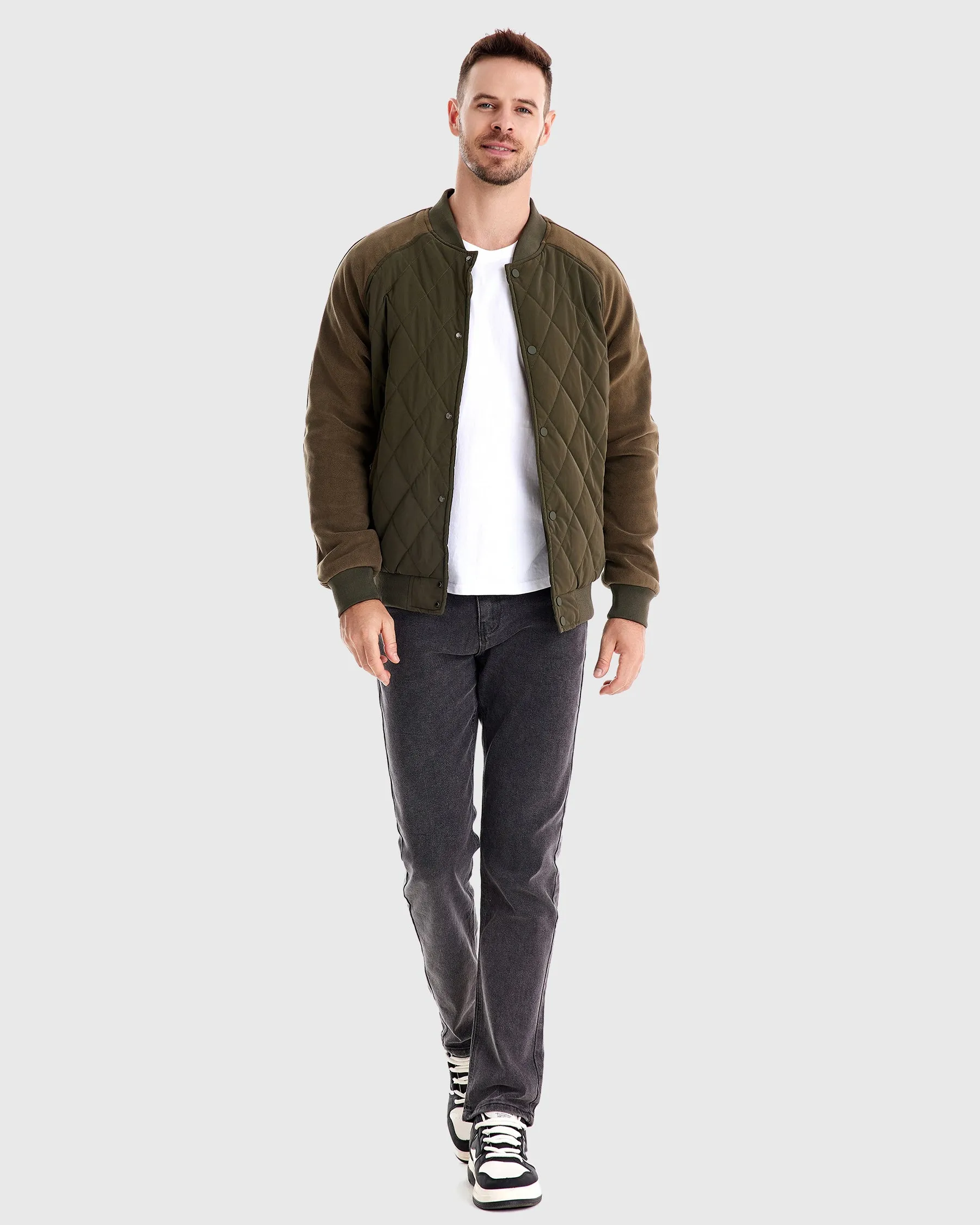 Panelled Hybrid Bomber Jacket