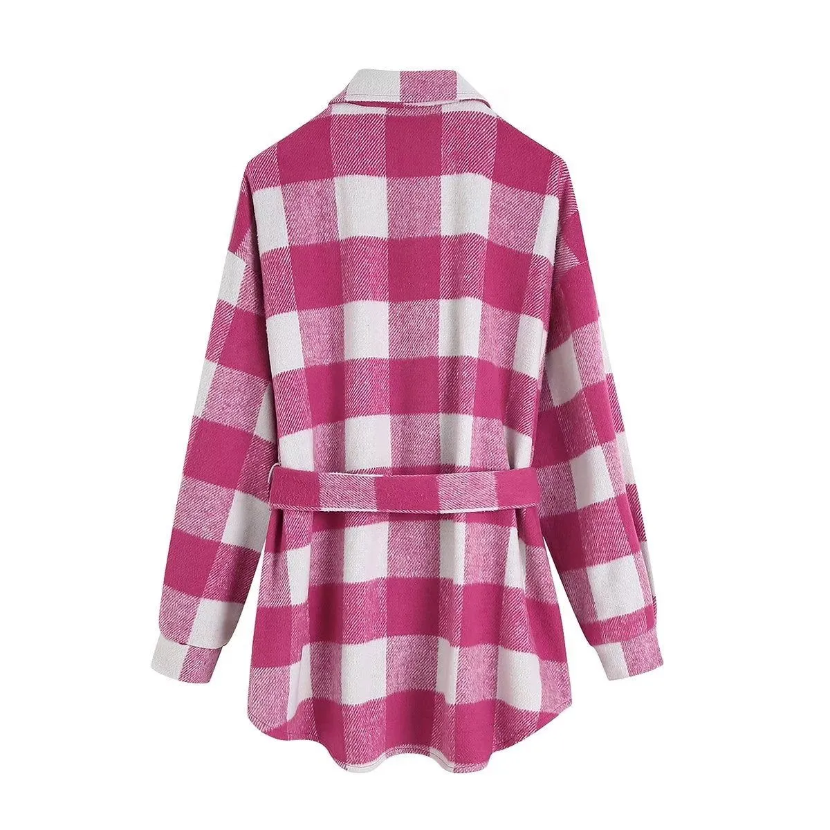 Plaid Coat Women Clothing Autumn Preppy Double Pocket Shacket for Women