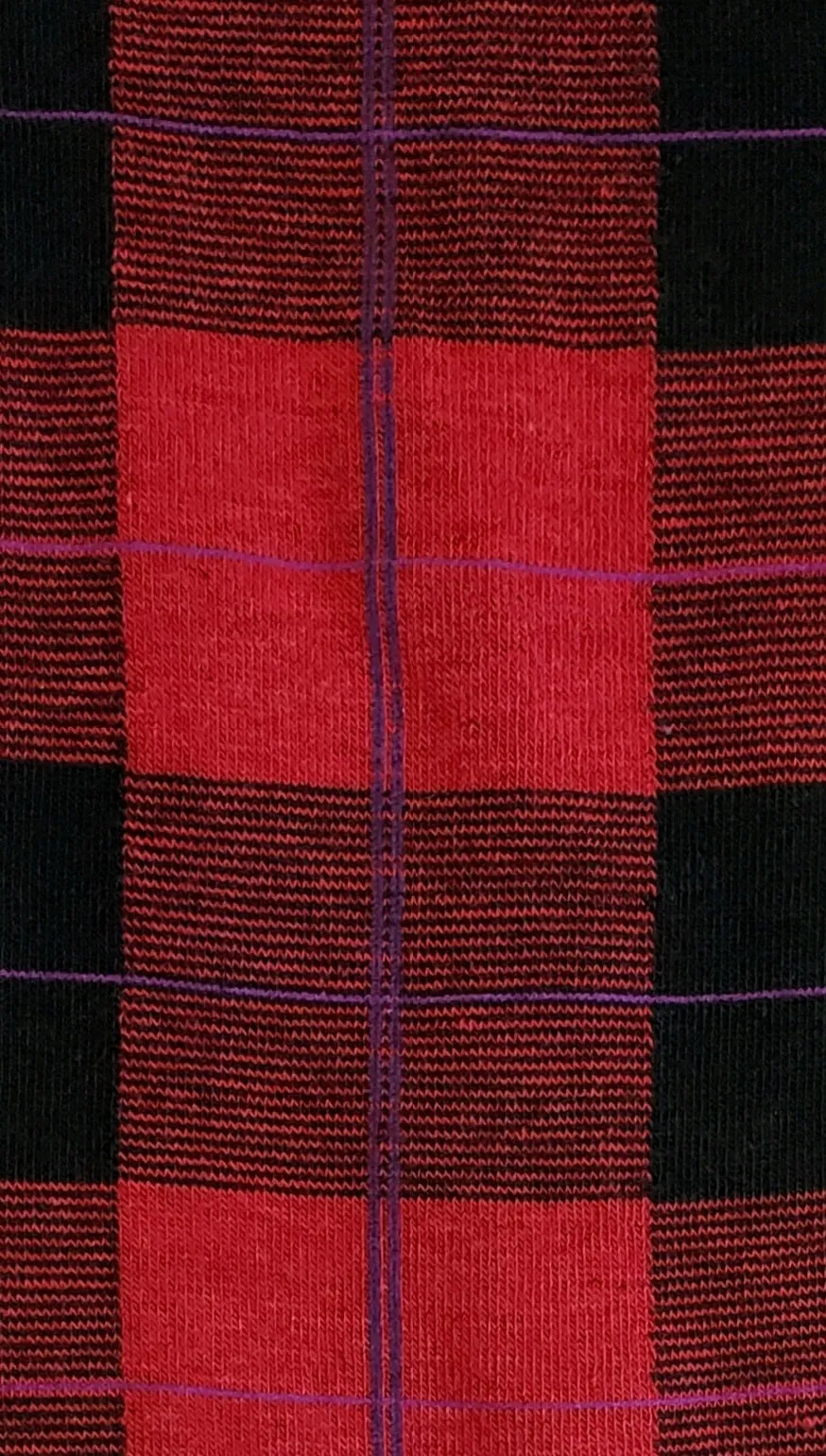 Plaid Sweater Tights - Black & Red