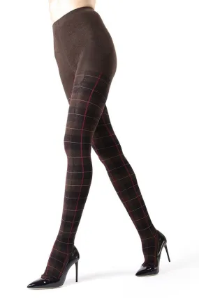 Plaid Sweater Tights - Brown & Black