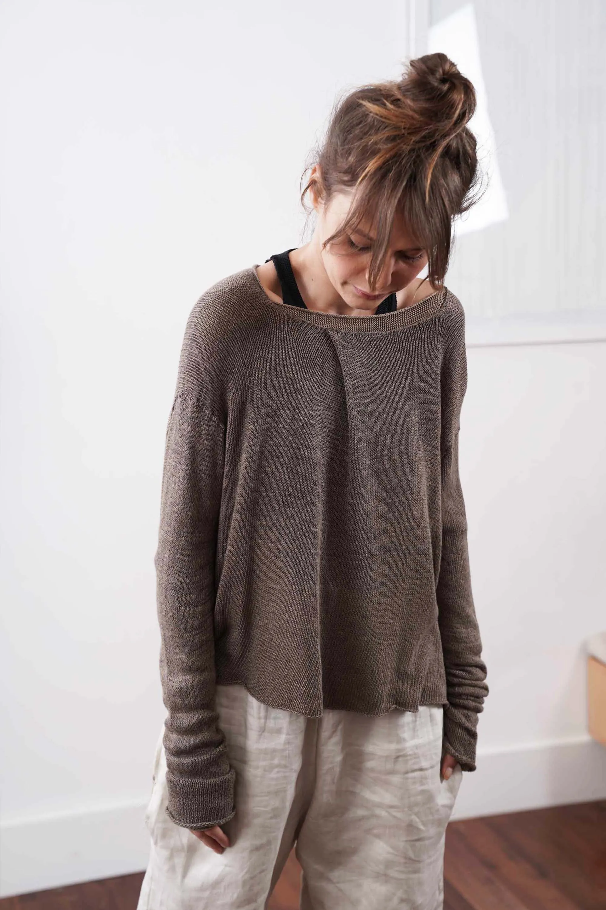 Pleat Metalo bamboo & Soy Pullover - Brown Dark Taupe / Blue / Silver Gray / Black charcoale