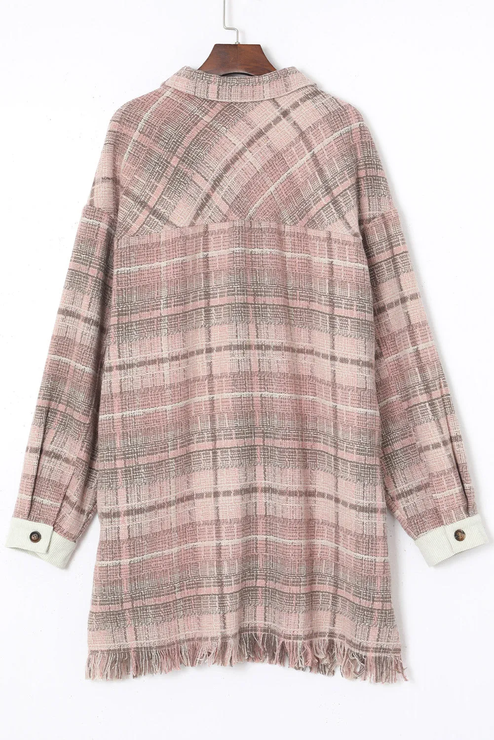 Plus Size Plaid Tweed Buttoned Coat