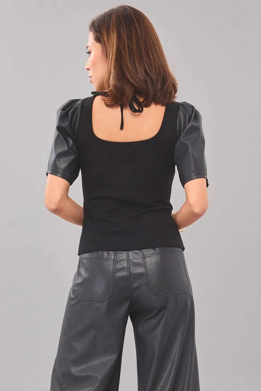 Ponte / Leather Corset Top