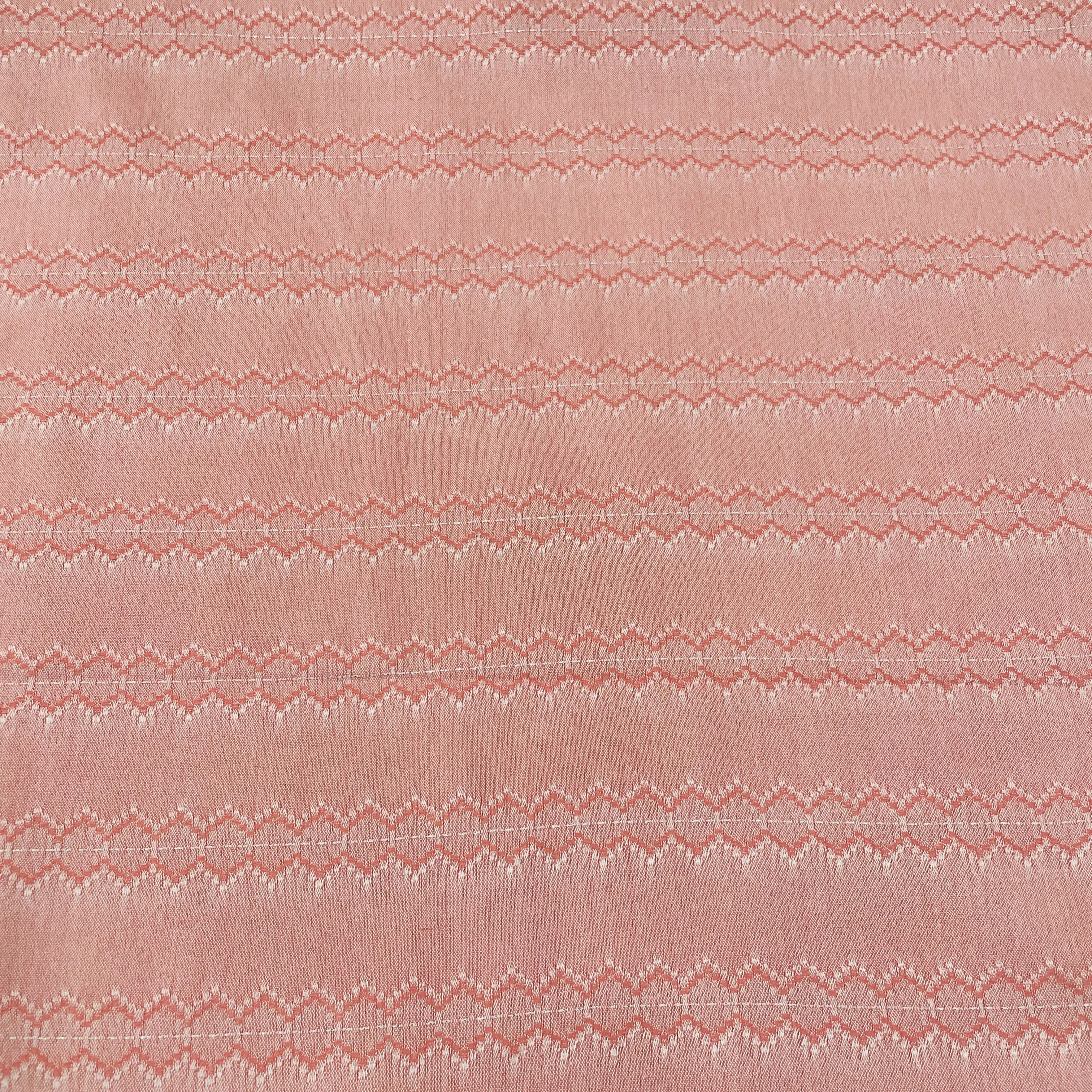 Premium Pink Stripes Geometrical Dobby Embroidery Cotton Muslin Fabric