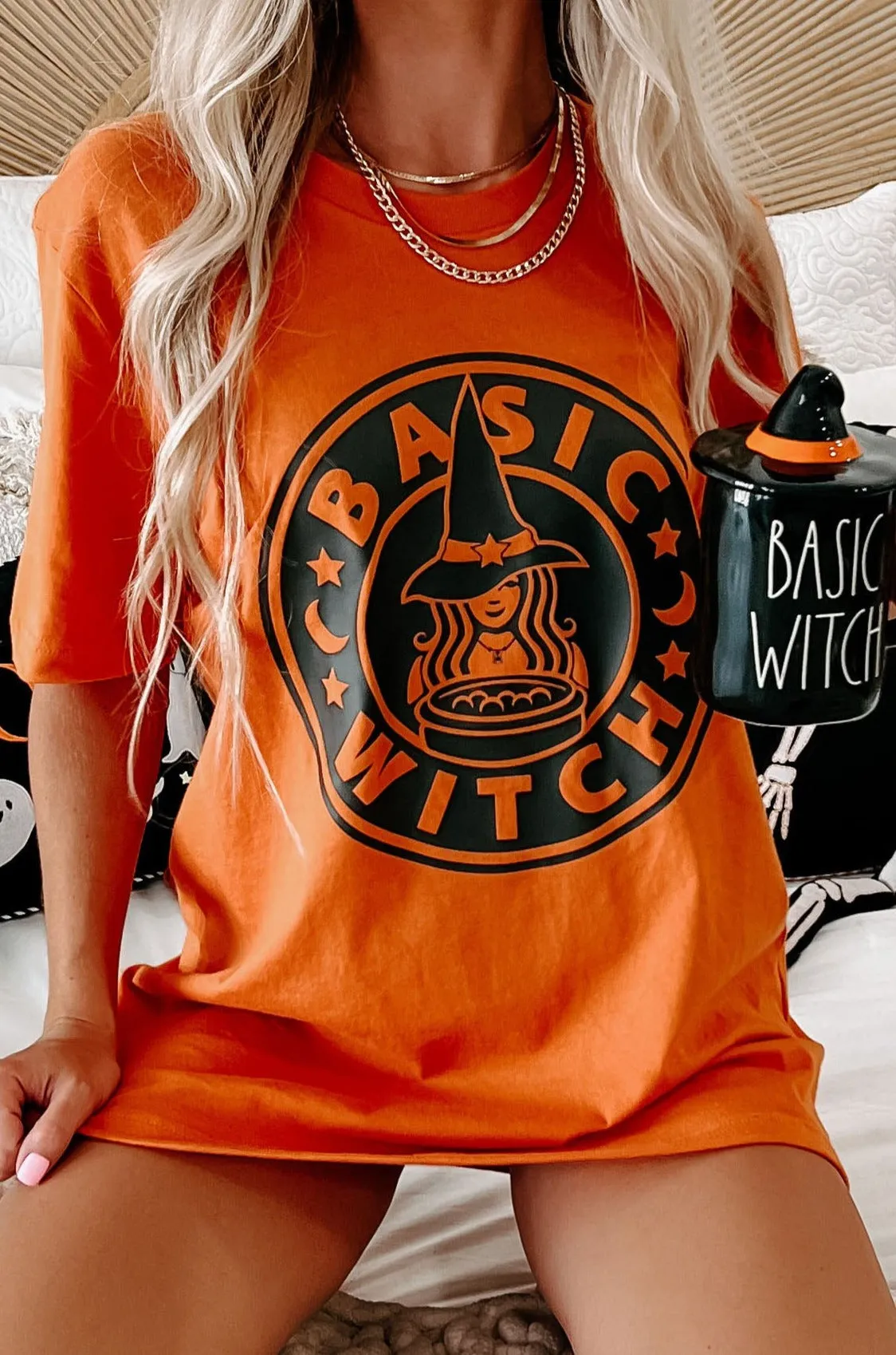 "Better Than Your Basic Witch" Graphic T-Shirt (Burnt Orange) - Print On Demand