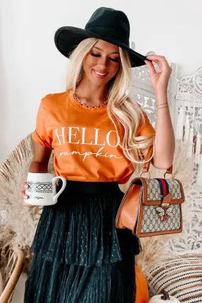 "Hello Pumpkin" Graphic T-Shirt (Burnt Orange/White) - Print On Demand