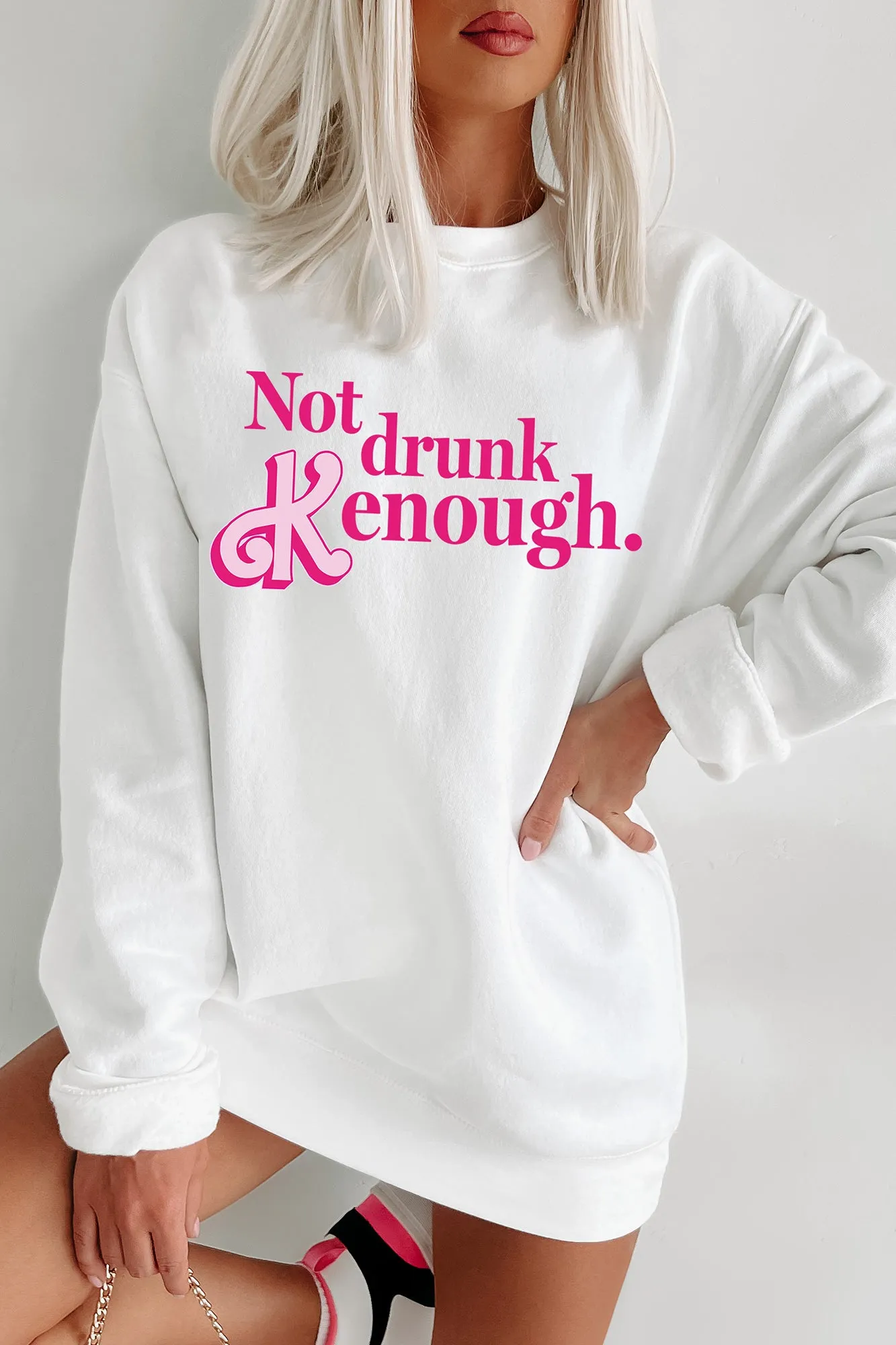 "Not Drunk Kenough" Graphic - Multiple Shirt Options (White) - Print On Demand