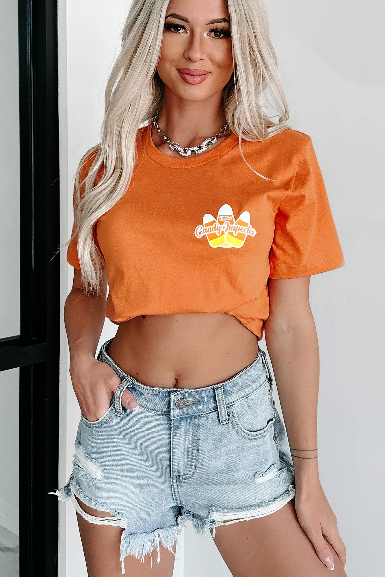 "Official Candy Inspector" Graphic T-Shirt (Orange) - Print On Demand