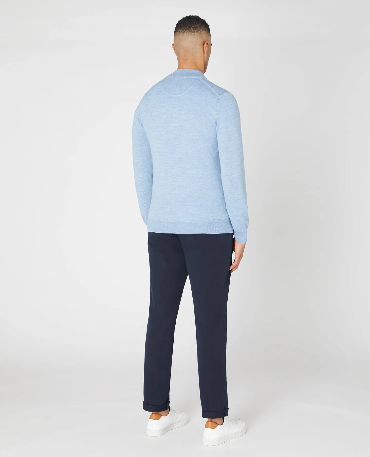 Remus Uomo Long Sleeve Half Zip Sweater - Blue