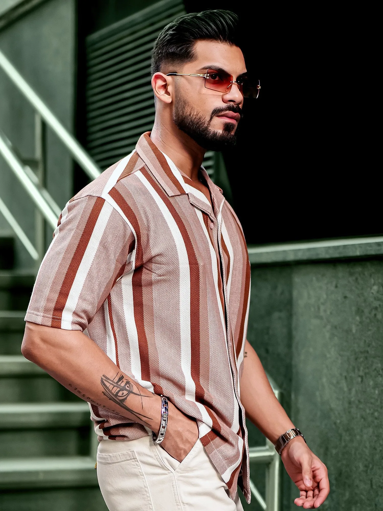 Roman Stripe Brown Shirt