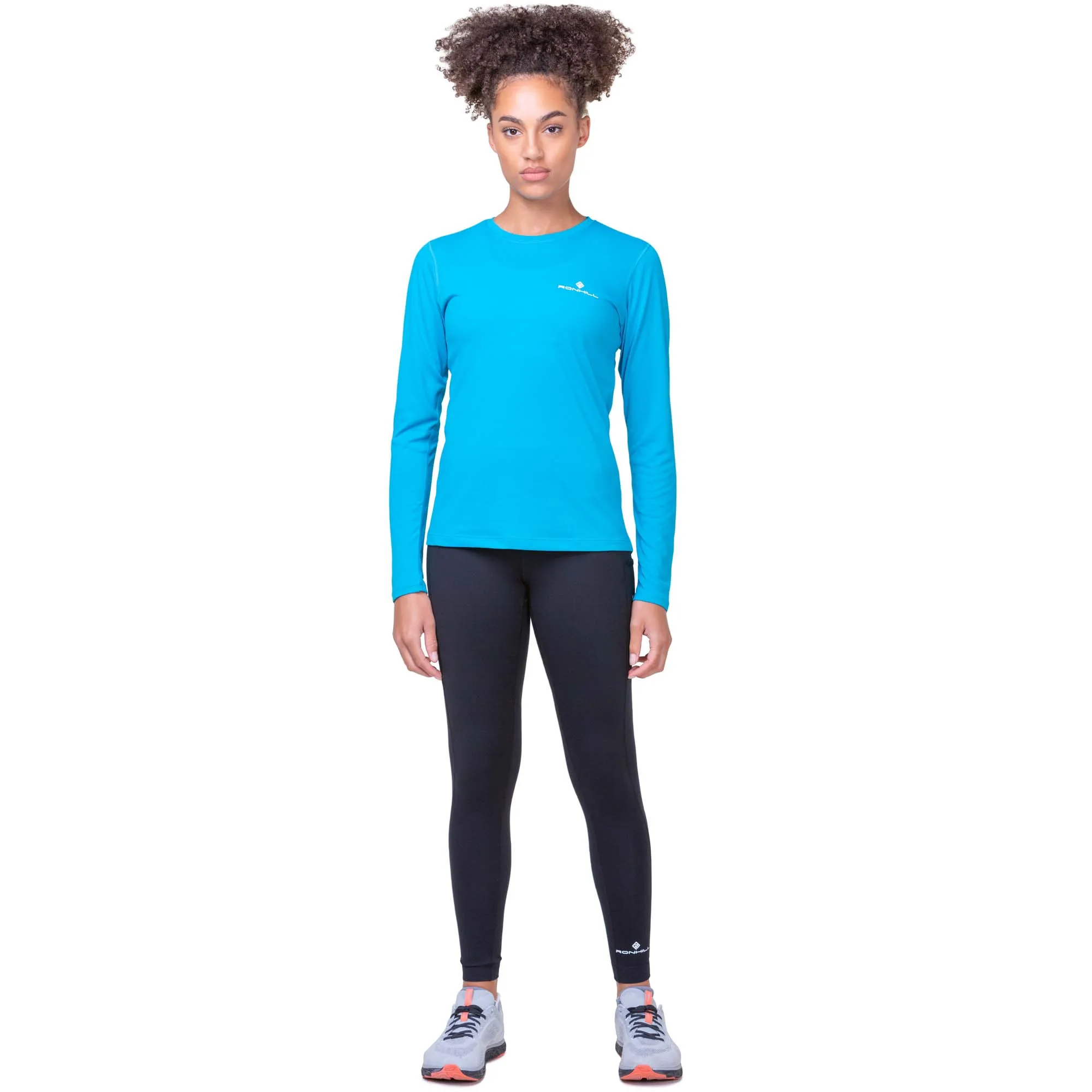 Ronhill | Women's Core L/S Tee - Azure/Bright White