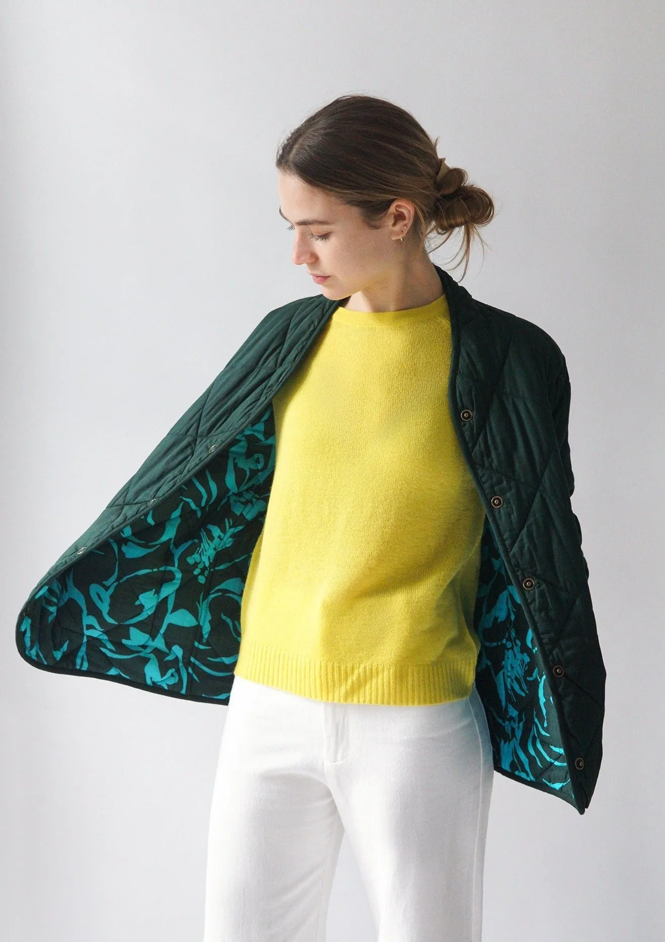 Rosie Quilted Jacket, Hunter/Splashy Teal