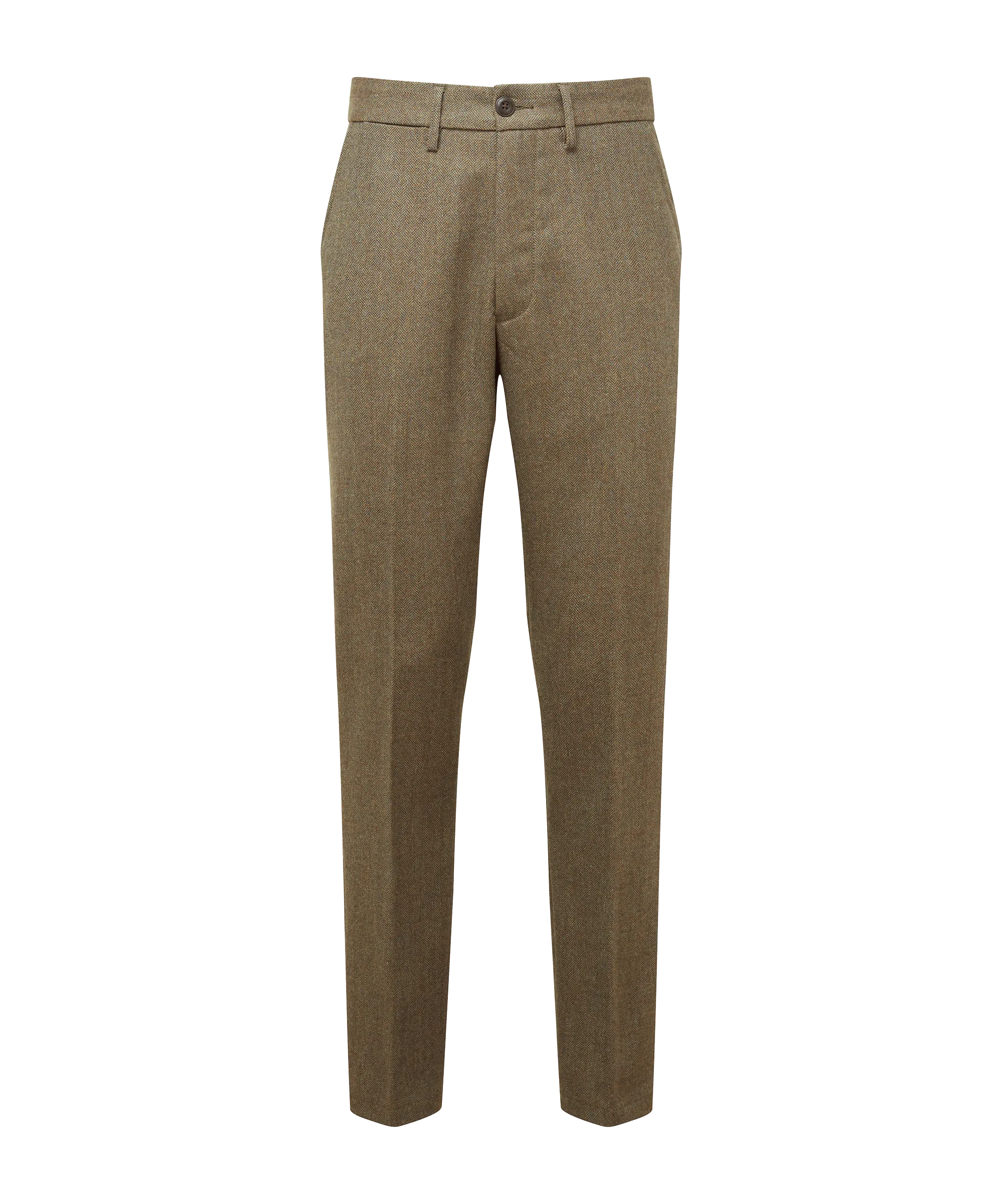 Ross Tweed Trousers - Loden Green Herringbone Tweed