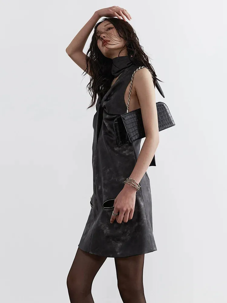 Sangee Vegan Leather Mini Dress