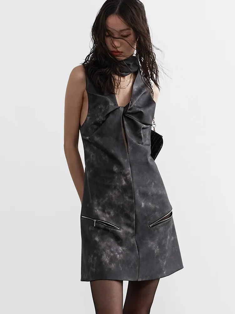 Sangee Vegan Leather Mini Dress