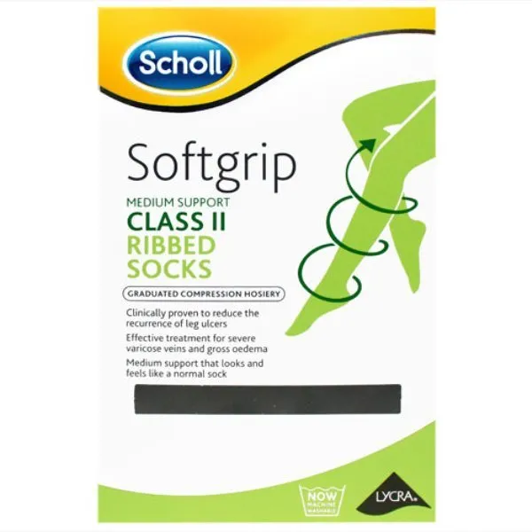 Scholl Softgrip Class 2 Support Socks Black Medium/Large/XL