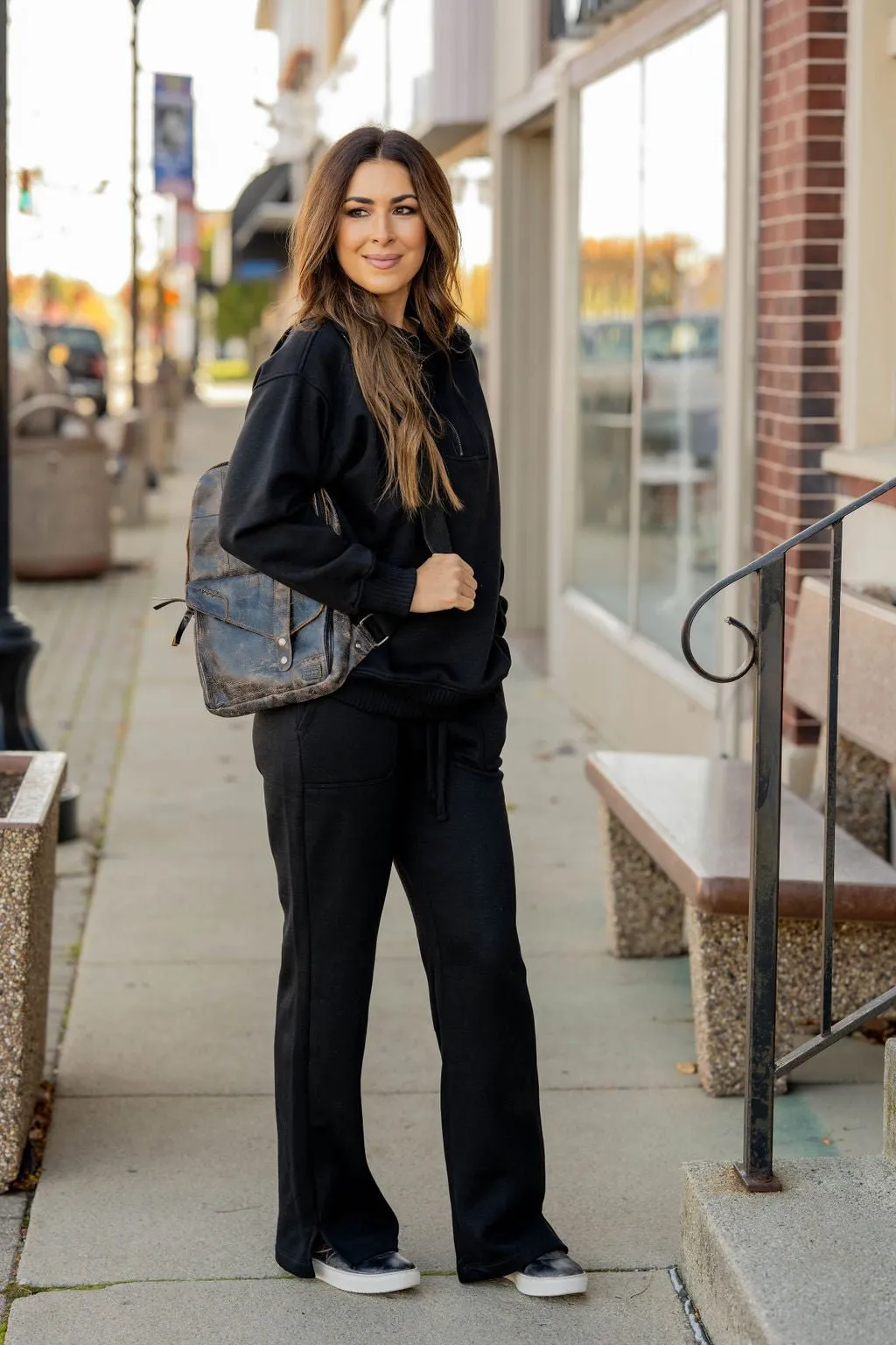 Side Slit Drawstring Sweatpants