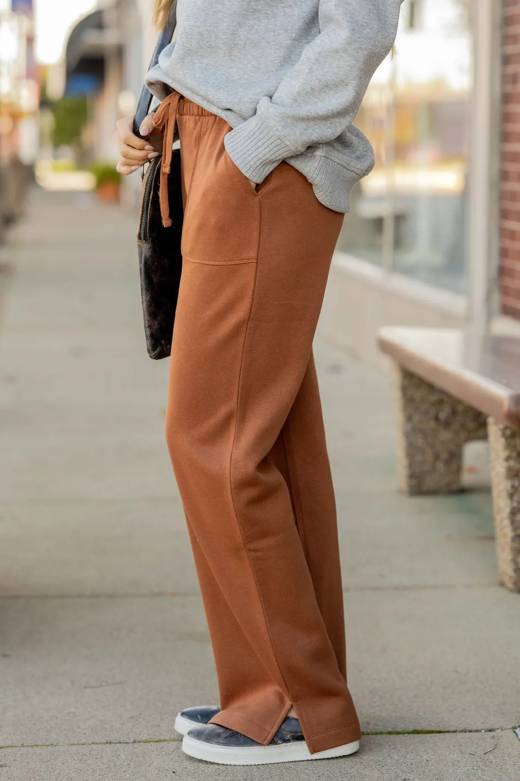 Side Slit Drawstring Sweatpants