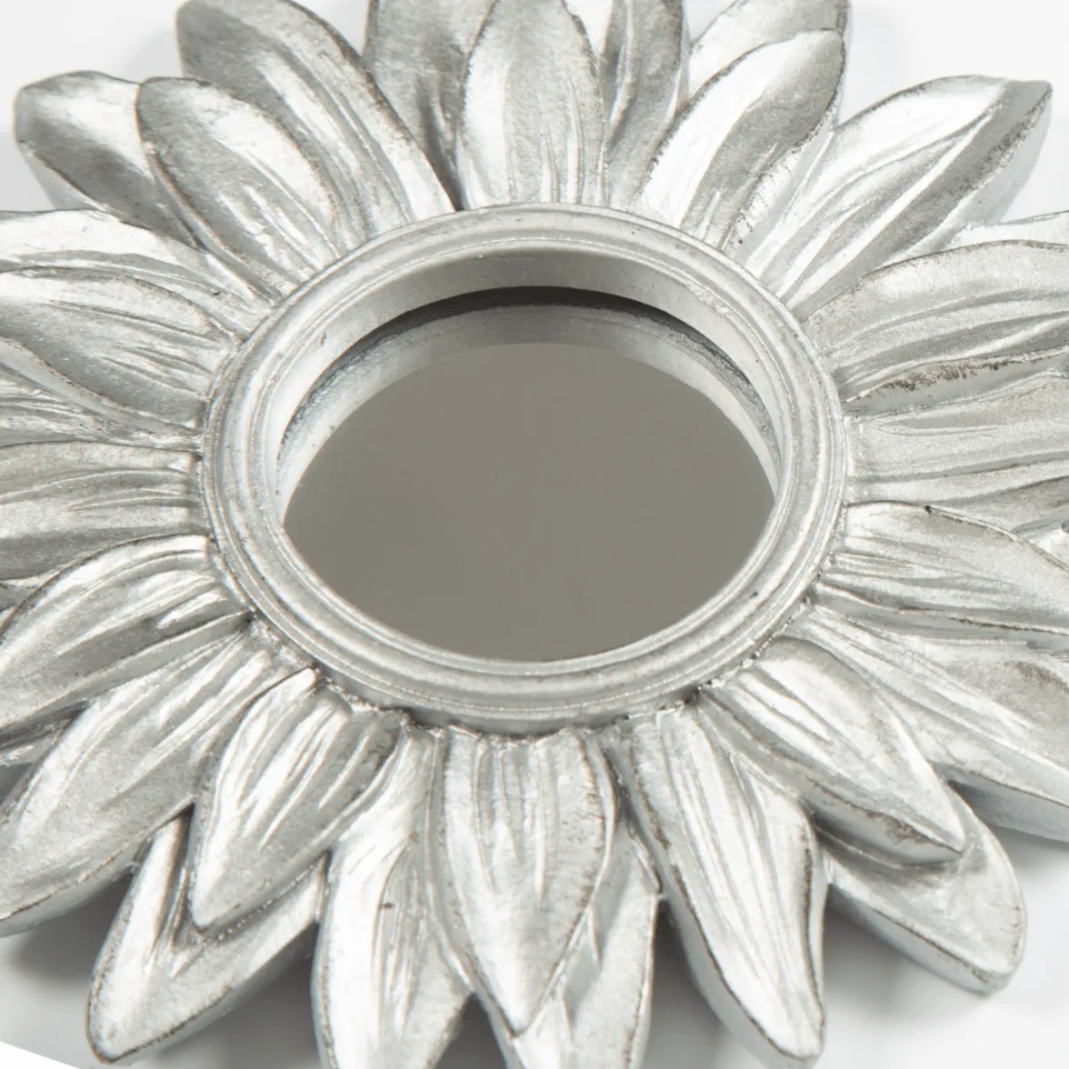 Silver Sunflower Decorative Mirror With Hook - 21 cm