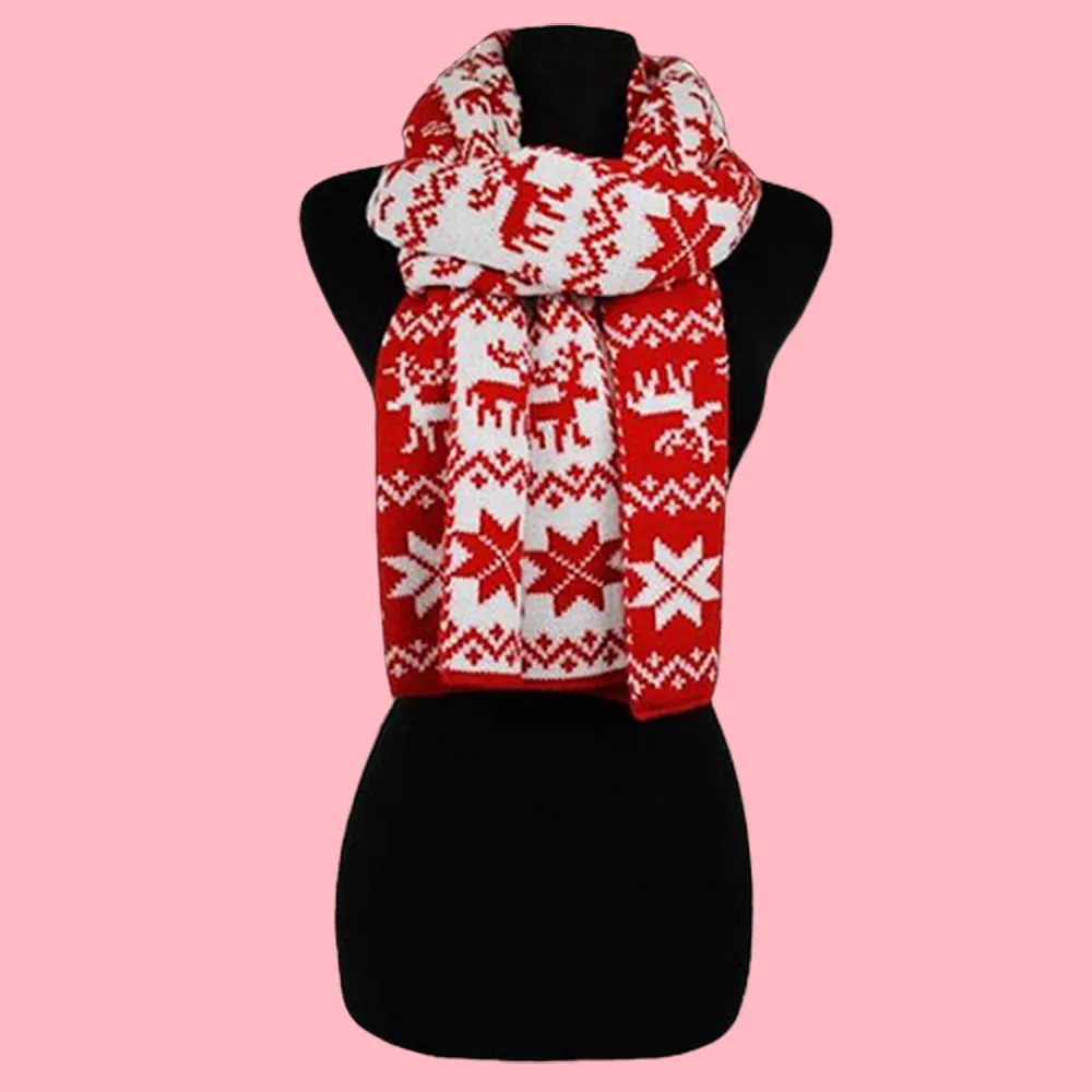 Snow Flake & Reindeer Holiday Scarf