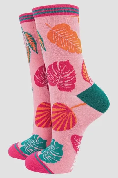 Sock Talk Women's Bamboo Tropical Leaf Socks