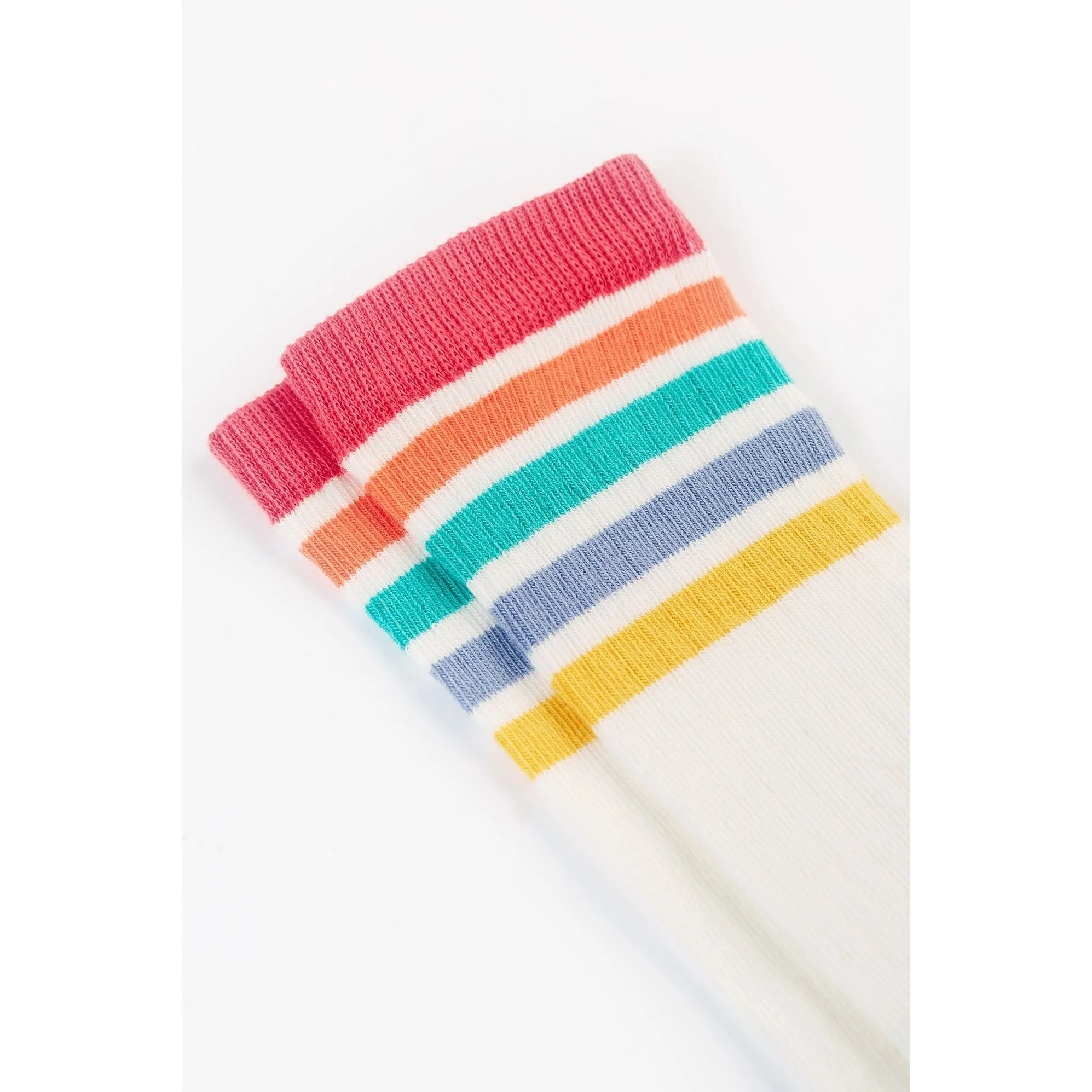 Soft White Rainbow Hygge Rib High Knee Socks