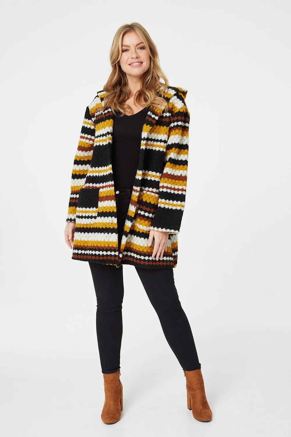 Striped Button Front Coat