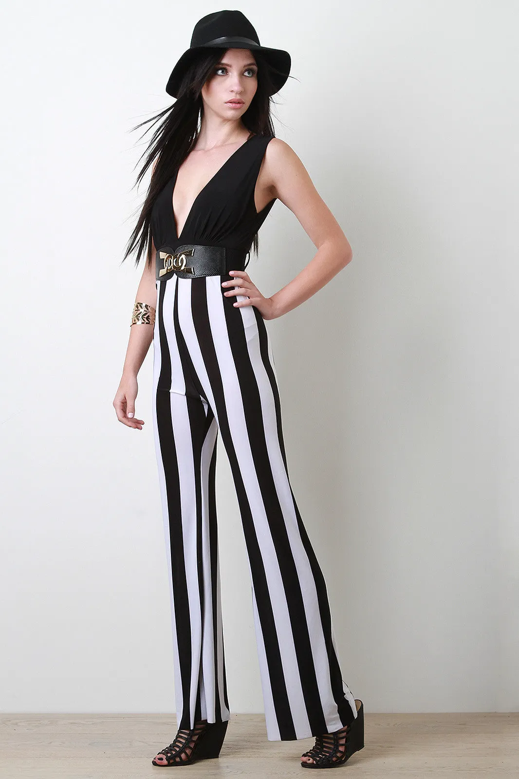 Striped Sleeveless Jumpsuit