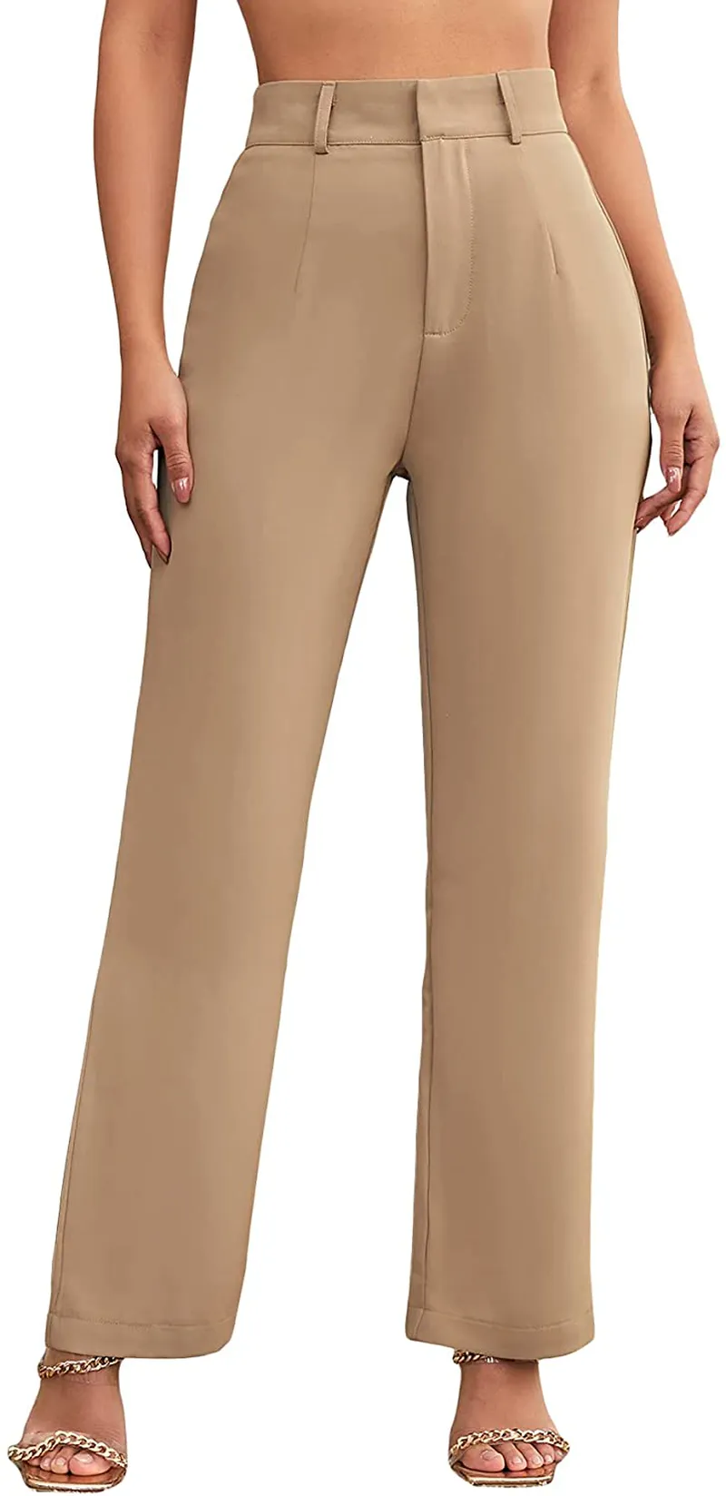 SweatyRocks Women's Elegant High Waist Solid Long Pants Office Trousers