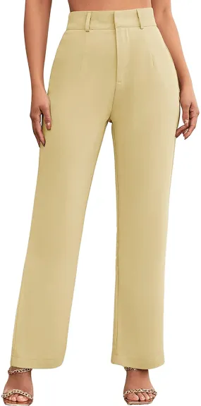 SweatyRocks Women's Elegant High Waist Solid Long Pants Office Trousers